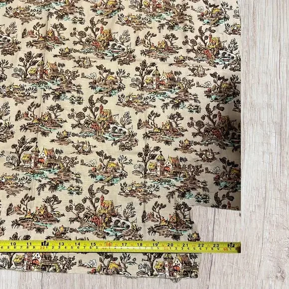 VTG Fabric Vat Color Print Farmhouse Cottage Lake Pre Shrunk 2 Pieces Read